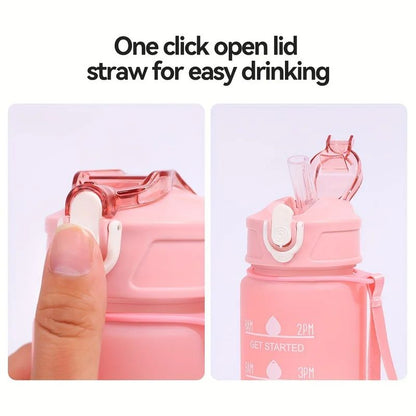 Rainbow Frosted Sports Water Bottle High Temp Resistant Graduated Straw Cup For Gym Hiking Travel   3