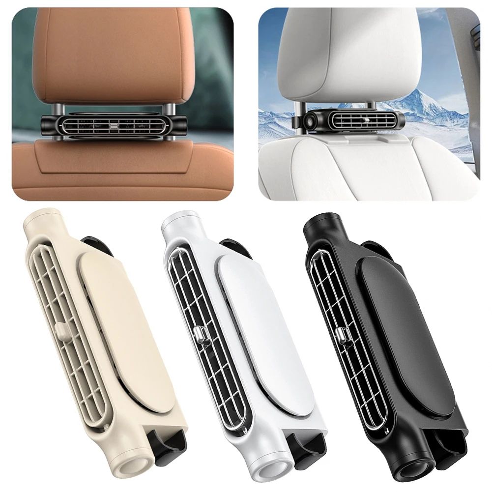 Portable Car Seat Fan USB Powered, Adjustable Headrest Air Cooling Fan for Front and Rear Seat Passengers