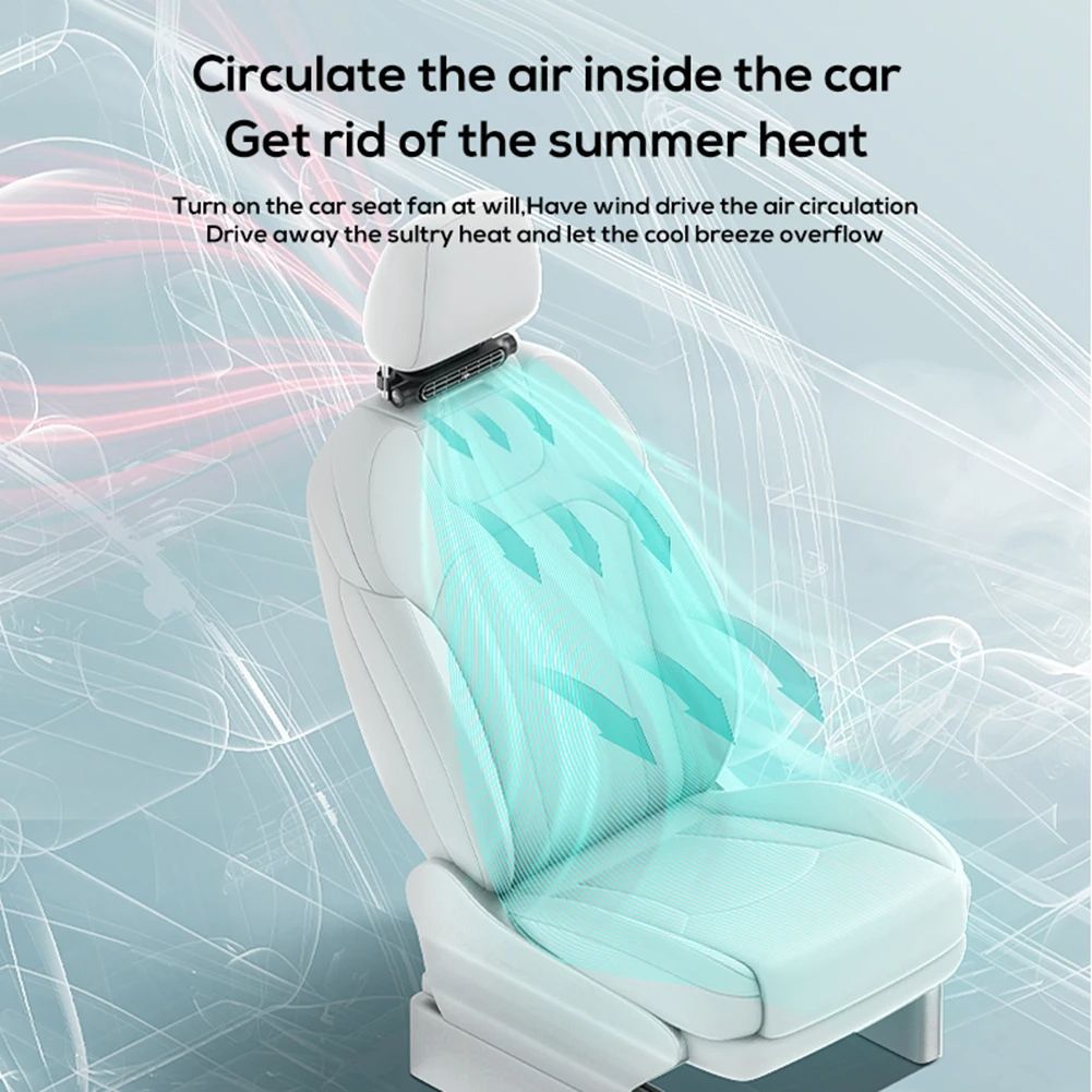 Portable Car Seat Fan USB Powered Adjustable Headrest Air Cooling Fan For Front And Rear Seat Passe 1