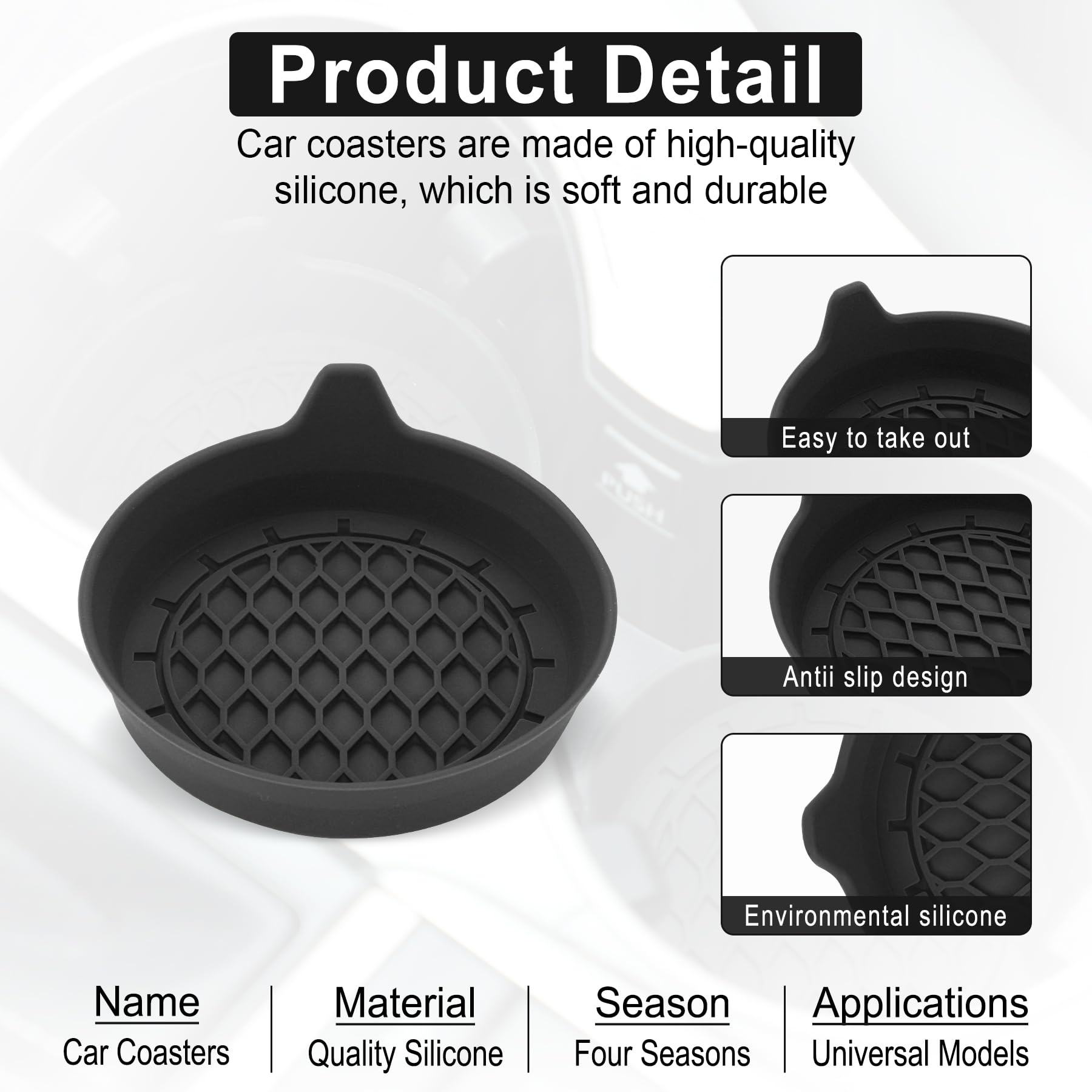 Universal Silicone Car Cup Holder Coaster NonSlip Insert AntiScratch  Silent Cup Pad For Auto Inter 2