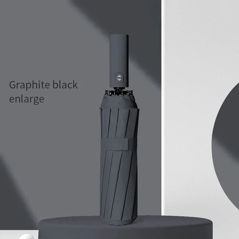 Lightweight Bone Automatic Umbrella, Solid Color, Large Collapsible Sunshade with UV Protection for Rain and Sun