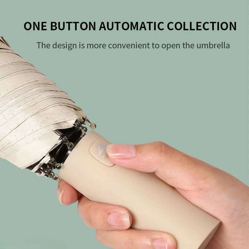 Lightweight Bone Automatic Umbrella Solid Color Large Collapsible Sunshade With UV Protection For R 2