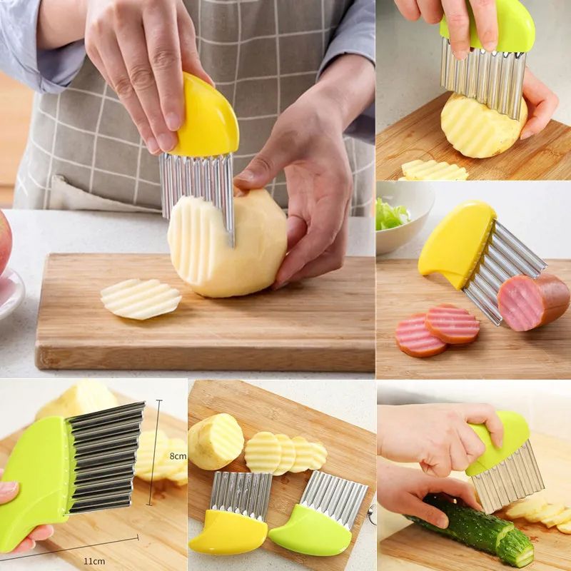 Stainless Steel Potato Chip Slicer  Wavy Crinkle Cutter For French Fries Vegetables Fruits Dough Ch 5