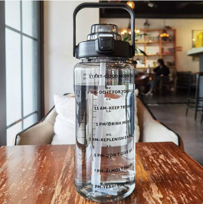 HydraTrack 2L Sports Water Bottle – Time-Marked Straw Bottle for Fitness, Gym & Outdoor Hydration