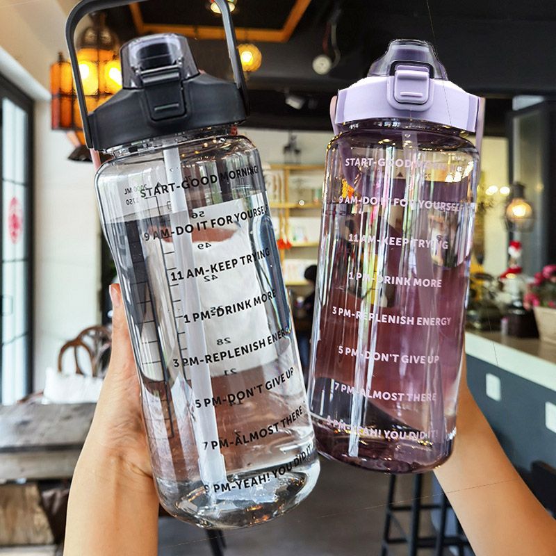 HydraTrack 2L Sports Water Bottle  TimeMarked Straw Bottle For Fitness Gym  Outdoor Hydration 1