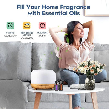 ZenGlow 500ML Wood Grain Aroma Diffuser  Ultrasonic Essential Oil Humidifier With Remote  LED Light 3