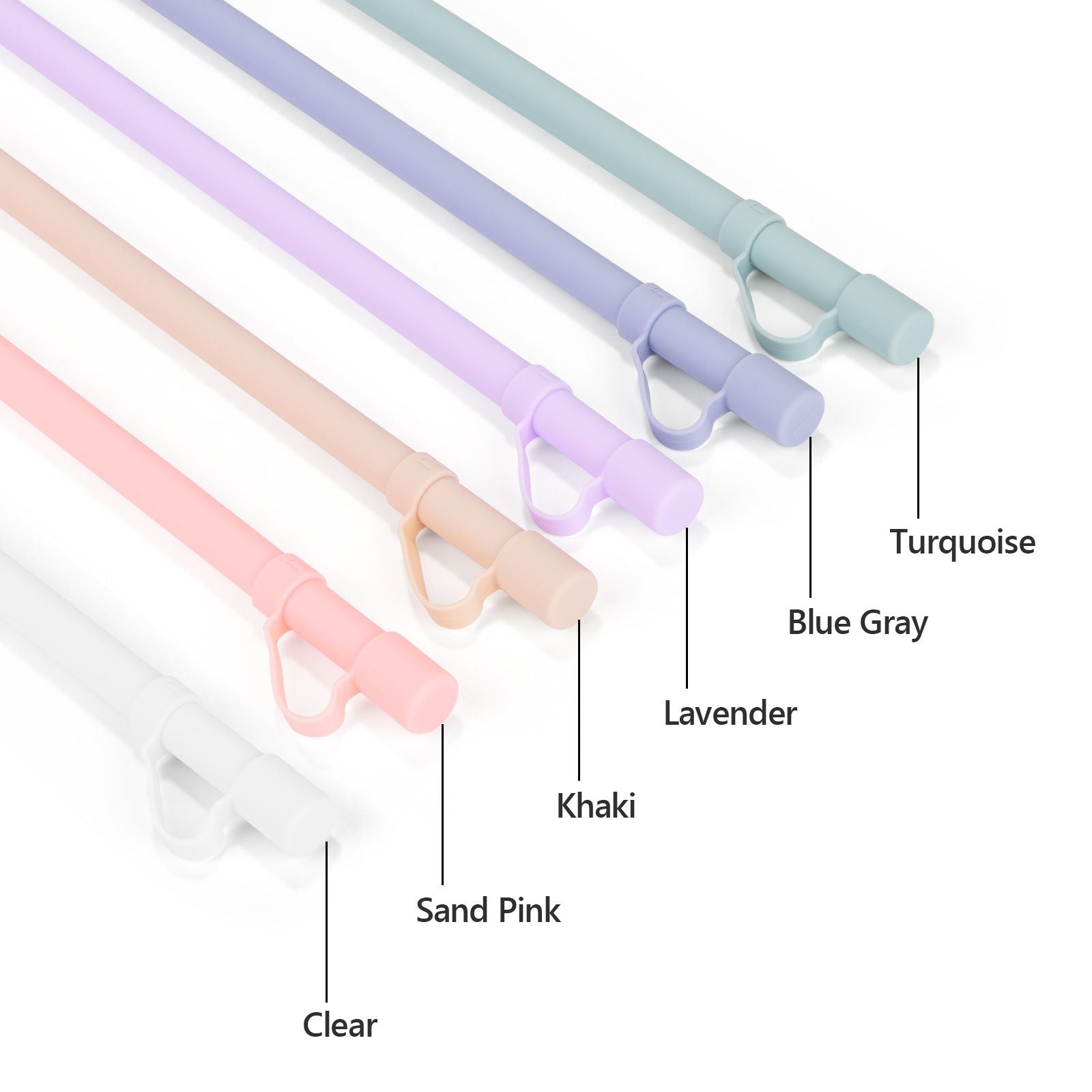 SipFlex 6-Pack Silicone Straw Set – Long Reusable Straws with Covers, Compatible with Stanley 40oz/30oz Tumblers
