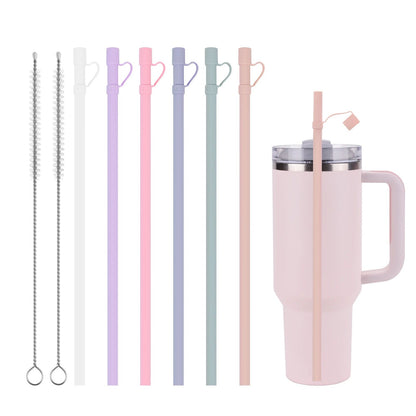 SipFlex 6Pack Silicone Straw Set  Long Reusable Straws With Covers Compatible With Stanley 40oz30oz 3