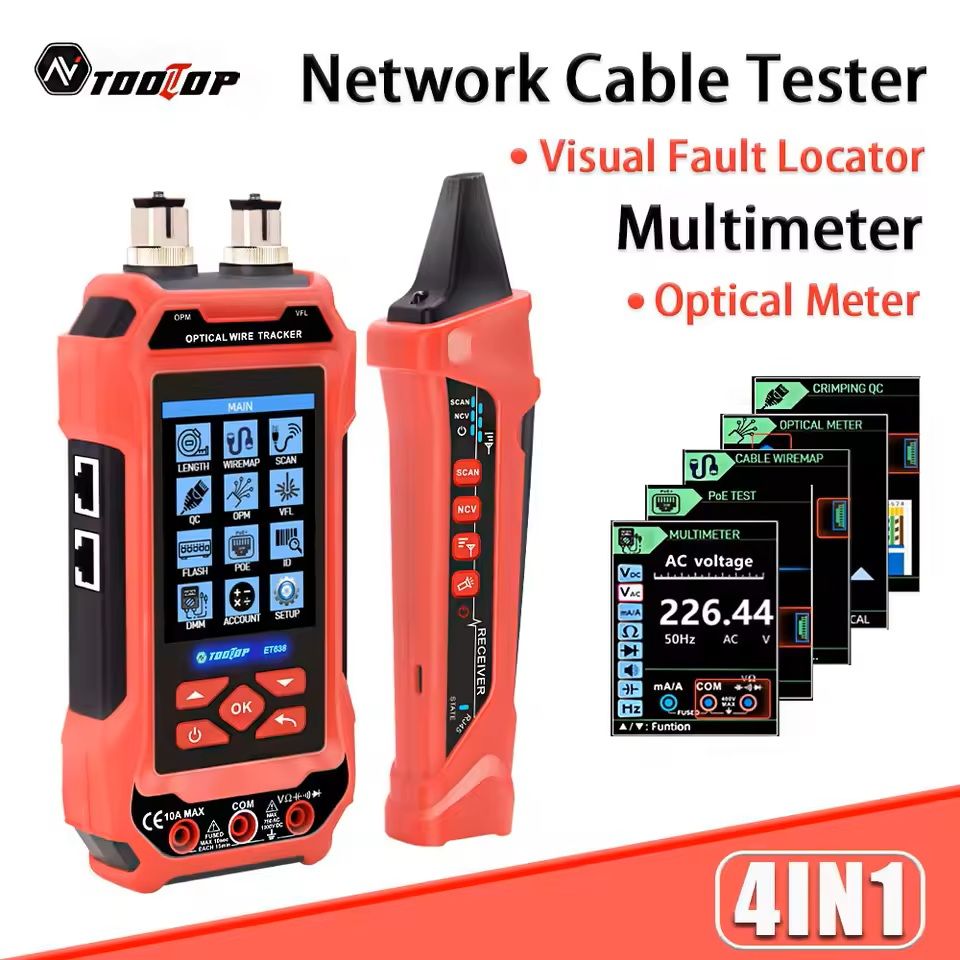 Multifunction Network Cable Tester and Fiber Fault Locator with Optical Power Meter and LAN Cable Tracing
