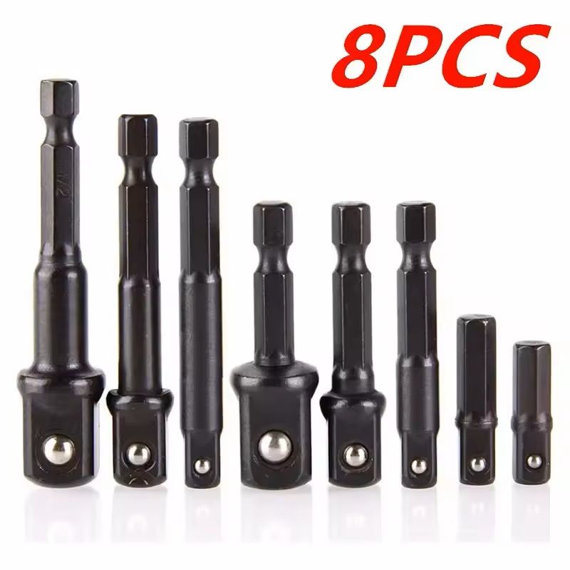 Socket Adapter And Reducer Extension Set For Drill Power Conversion In 4 8 Or 12 Piece Options 1