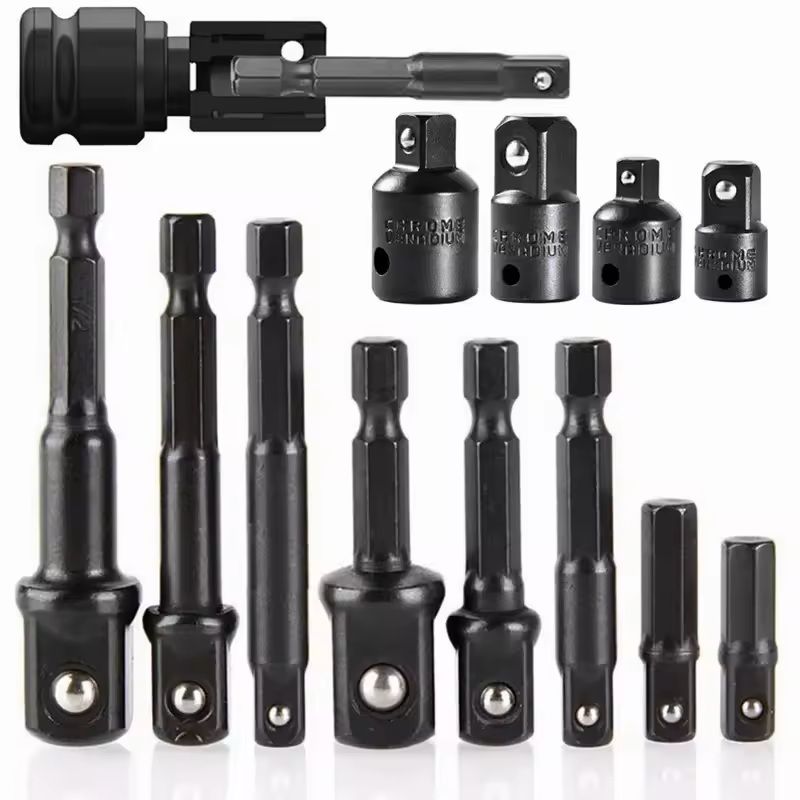 Socket Adapter And Reducer Extension Set For Drill Power Conversion In 4 8 Or 12 Piece Options 8