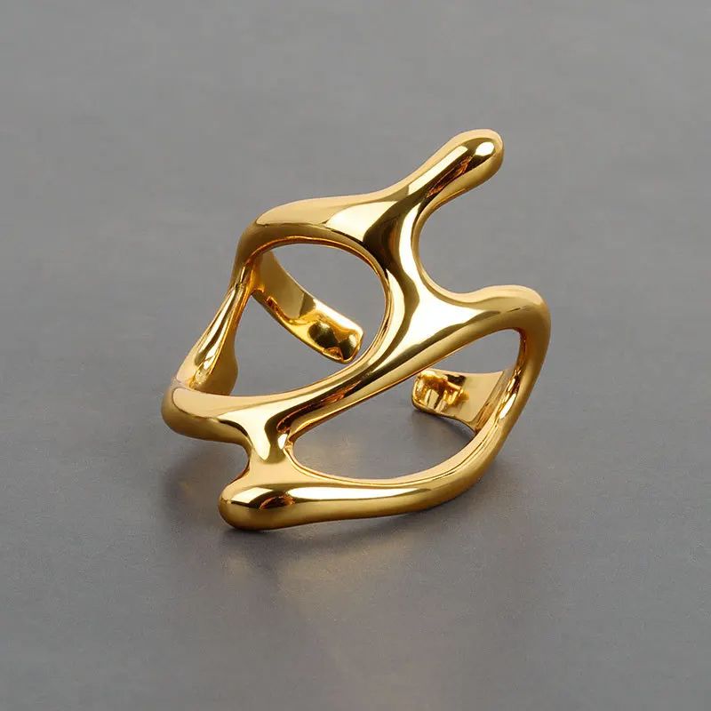 1 New Adjustable Colorful Drip Glaze Ring Women Fashion Retro Geometric Gold Colour Metal Ring For  10