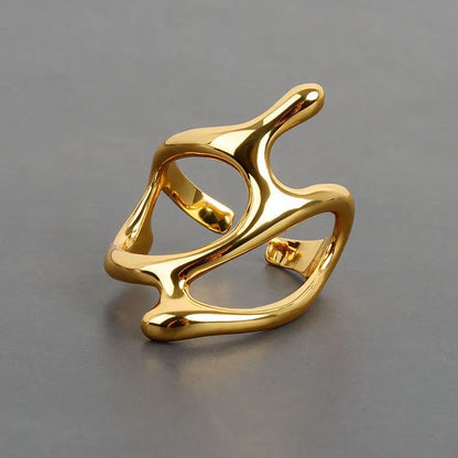 1 New Adjustable Colorful Drip Glaze Ring Women Fashion Retro Geometric Gold Colour Metal Ring For  10