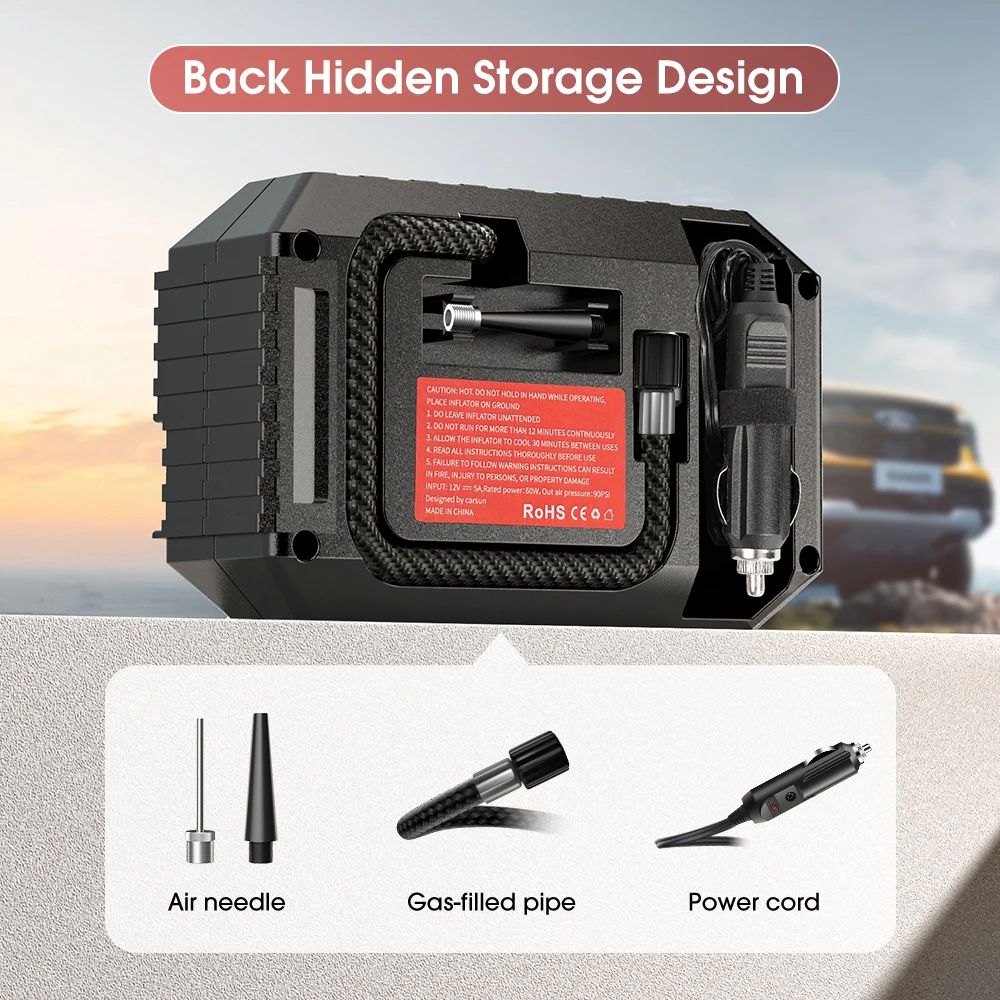 Mini Air Pump Tire Inflator  Electric Portable Air Compressor For Car Motorcycle  Bicycle Compact   4