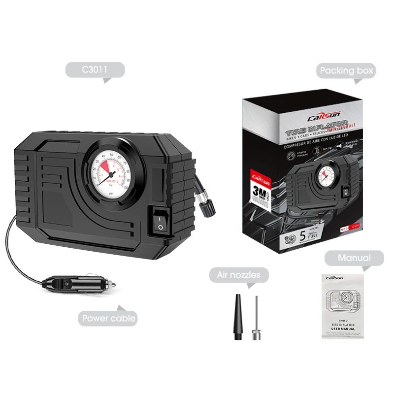 Mini Air Pump Tire Inflator  Electric Portable Air Compressor For Car Motorcycle  Bicycle Compact   6