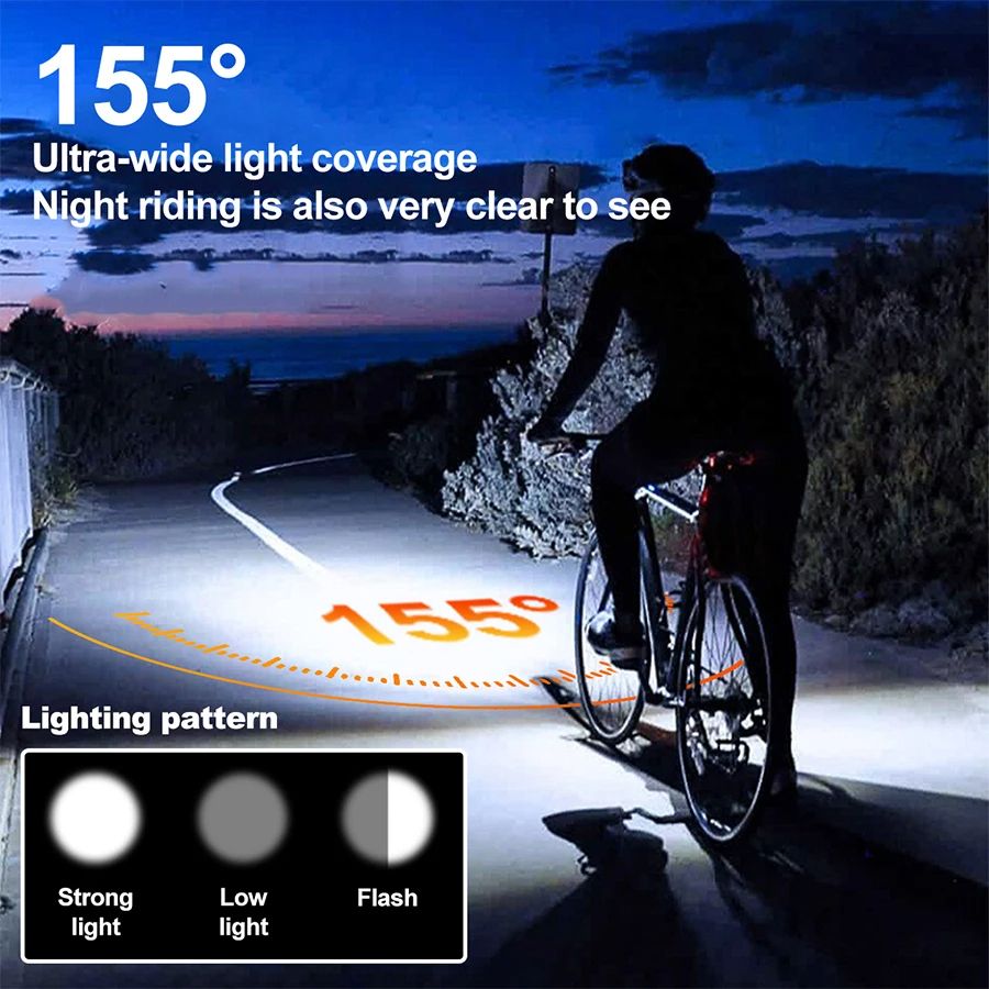 Solar Bicycle Light With Horn TYPEC Rechargeable MTB Road Bike Front Lamp  Flashlight With Battery 2