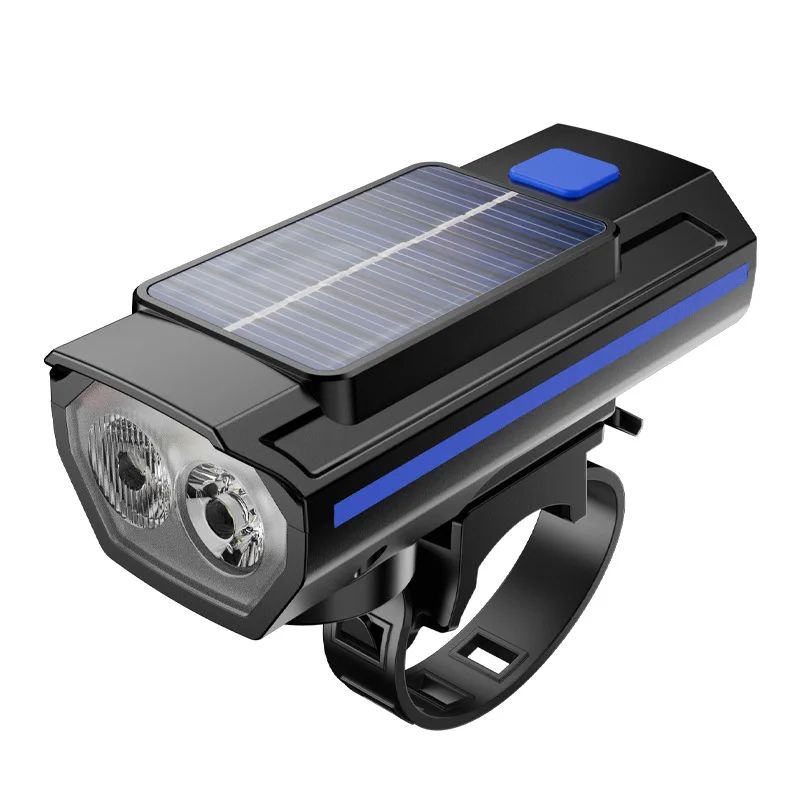 Solar Bicycle Light With Horn TYPEC Rechargeable MTB Road Bike Front Lamp  Flashlight With Battery 7
