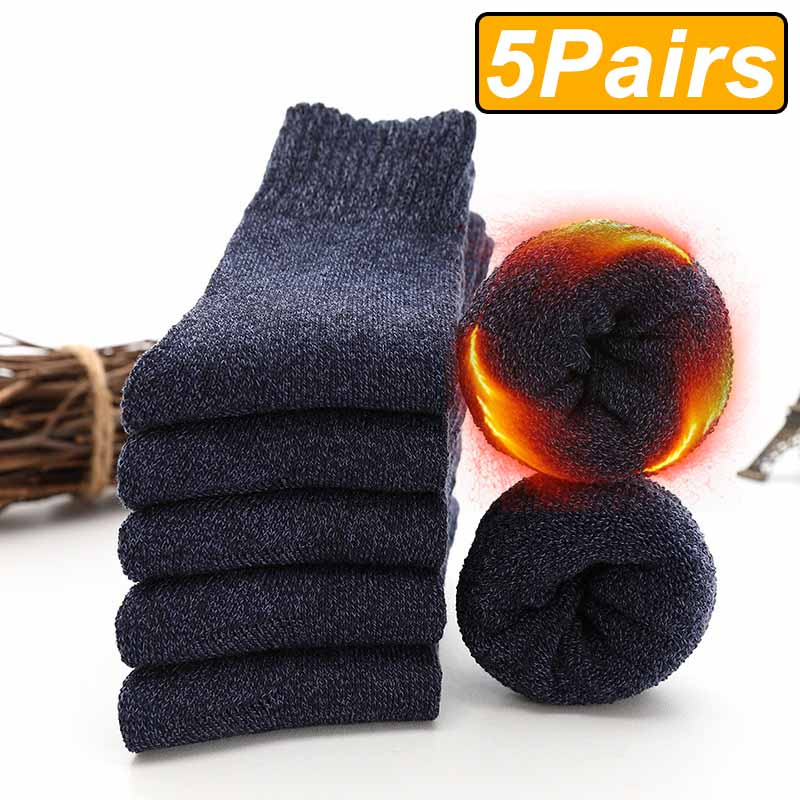 5 Pairs Winter Warm Men S Socks Thick Thermal Terry Socks For Cold Weather Snow  Extreme Cold 12