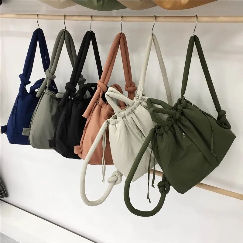 Designer Soft Puffer Nylon Tote Bag, Casual Vintage Large Capacity Women Shoulder & Crossbody Handbag