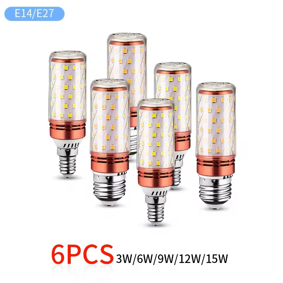 6 Piece LED Corn Bulb Set for Emergency and Home Lighting