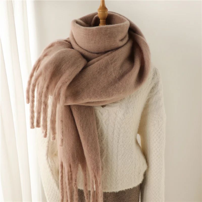 Winter Scarf For Women Cashmere Warm Solid Pashmina Blanket Wrap Long Thick Soft Shawl With Big Tas 1