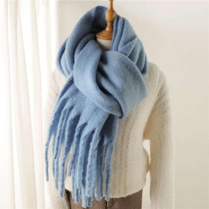 Winter Scarf For Women Cashmere Warm Solid Pashmina Blanket Wrap Long Thick Soft Shawl With Big Tas 5