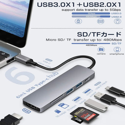 6in1 USB C Hub With 4K HDMI 87W PD Charging USB 30 Ports  TypeC Dock For MacBook Pro Nintendo Switc 3