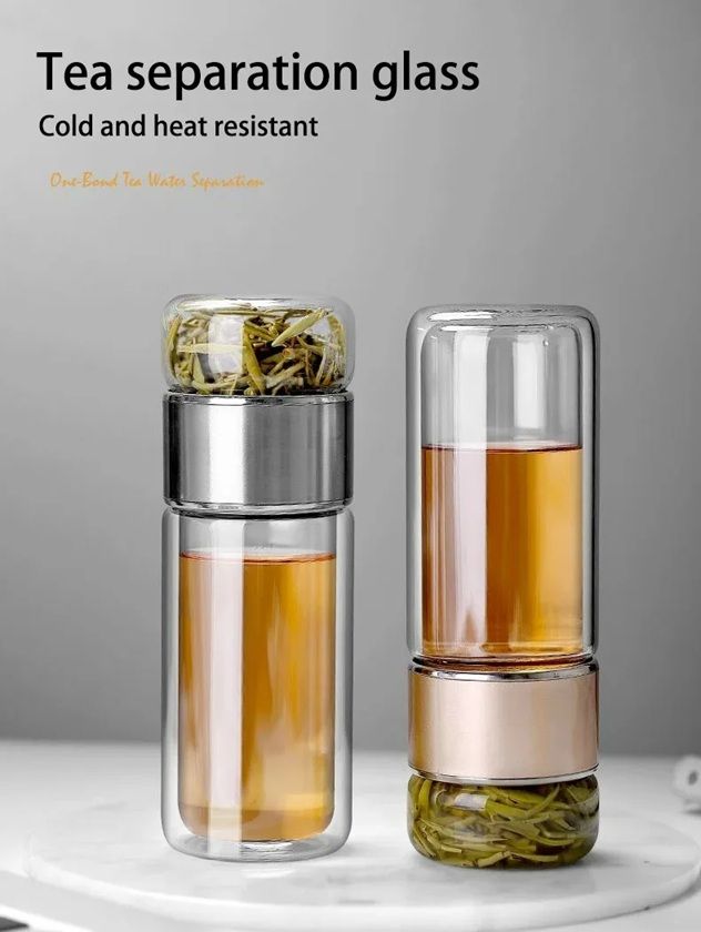 PureBrew 420ML Double Wall Glass Tea Infuser Bottle With Filter 1
