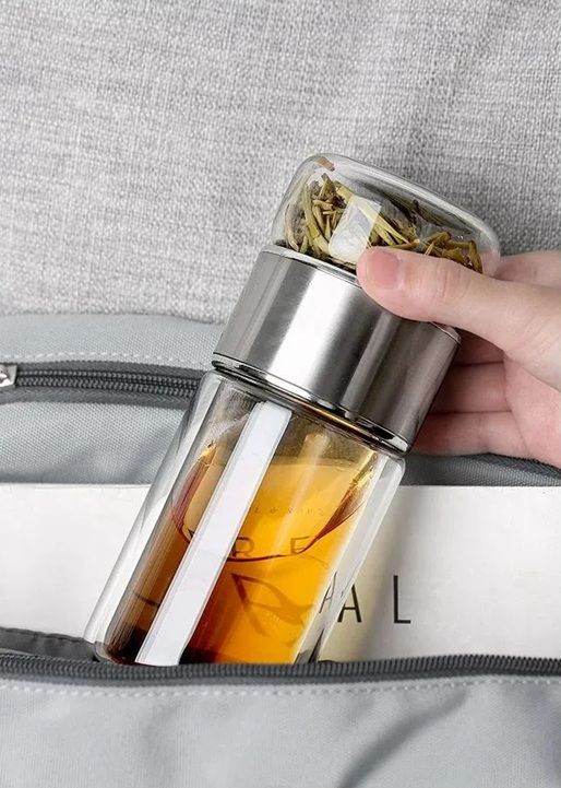 PureBrew 420ML Double Wall Glass Tea Infuser Bottle With Filter 6