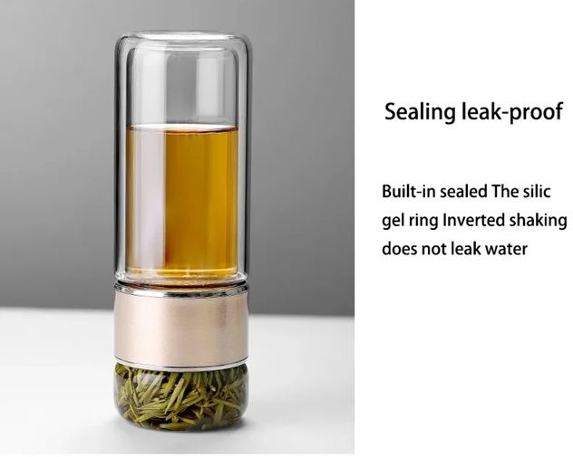 PureBrew 420ML Double Wall Glass Tea Infuser Bottle With Filter 3