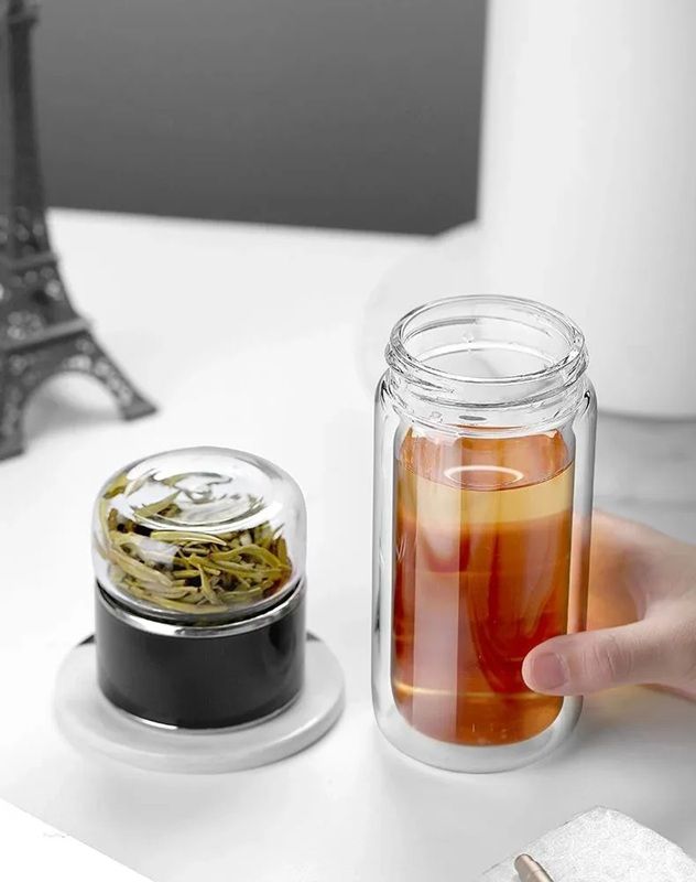 PureBrew 420ML Double Wall Glass Tea Infuser Bottle With Filter 2