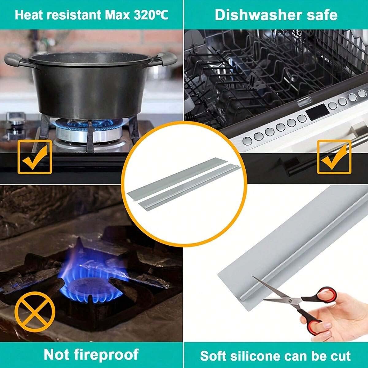 Premium Silicone Gap Strip Kitchen Gas Stove Sealing Strip for Anti Oil & Anti Stain Protection