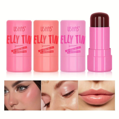 Jelly Blush Stick Lip Balm Eyeshadow, Multi-Use Matte Blush, Moisturizing Brighten Lip Gloss Makeup Stick for Face & Lip