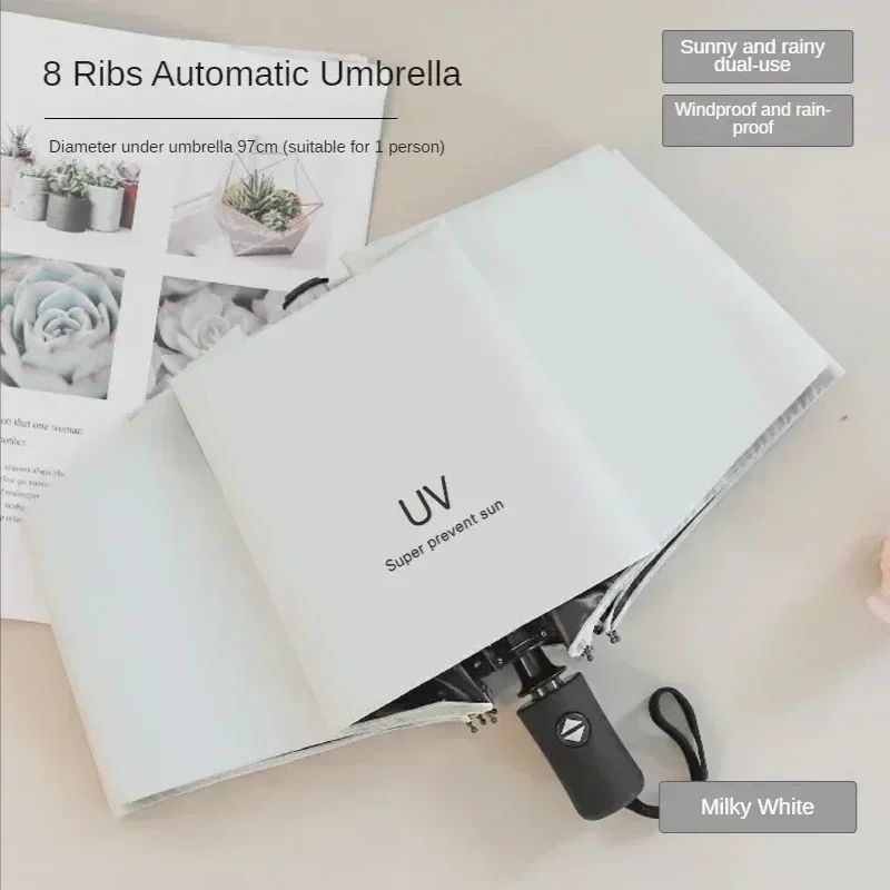 Fashion AntiUV Mini Folding Automatic Umbrella Lightweight Windproof Sun And Rain Parasol For Trave 3