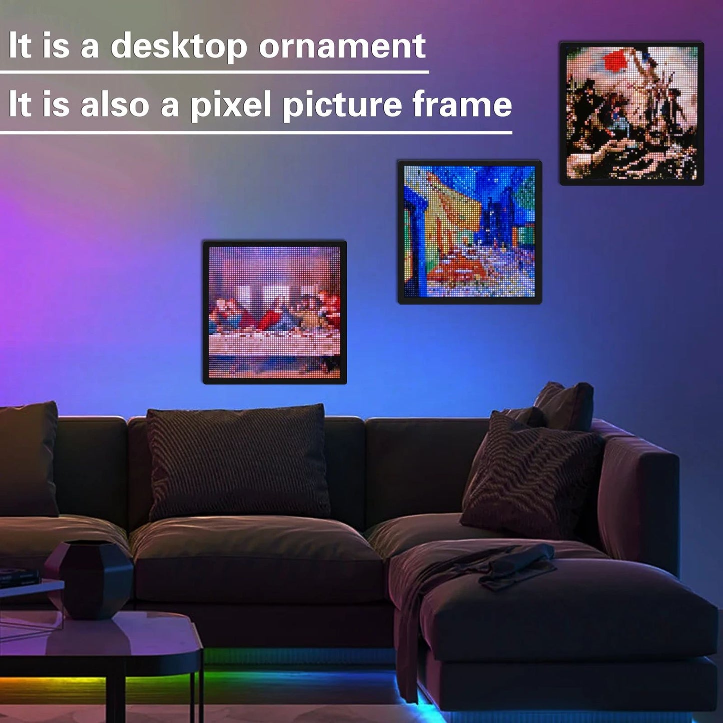 LED Pixel Display Matrix Panel Programmable Pixel Art Display With Bluetooth App Control Creative A 2