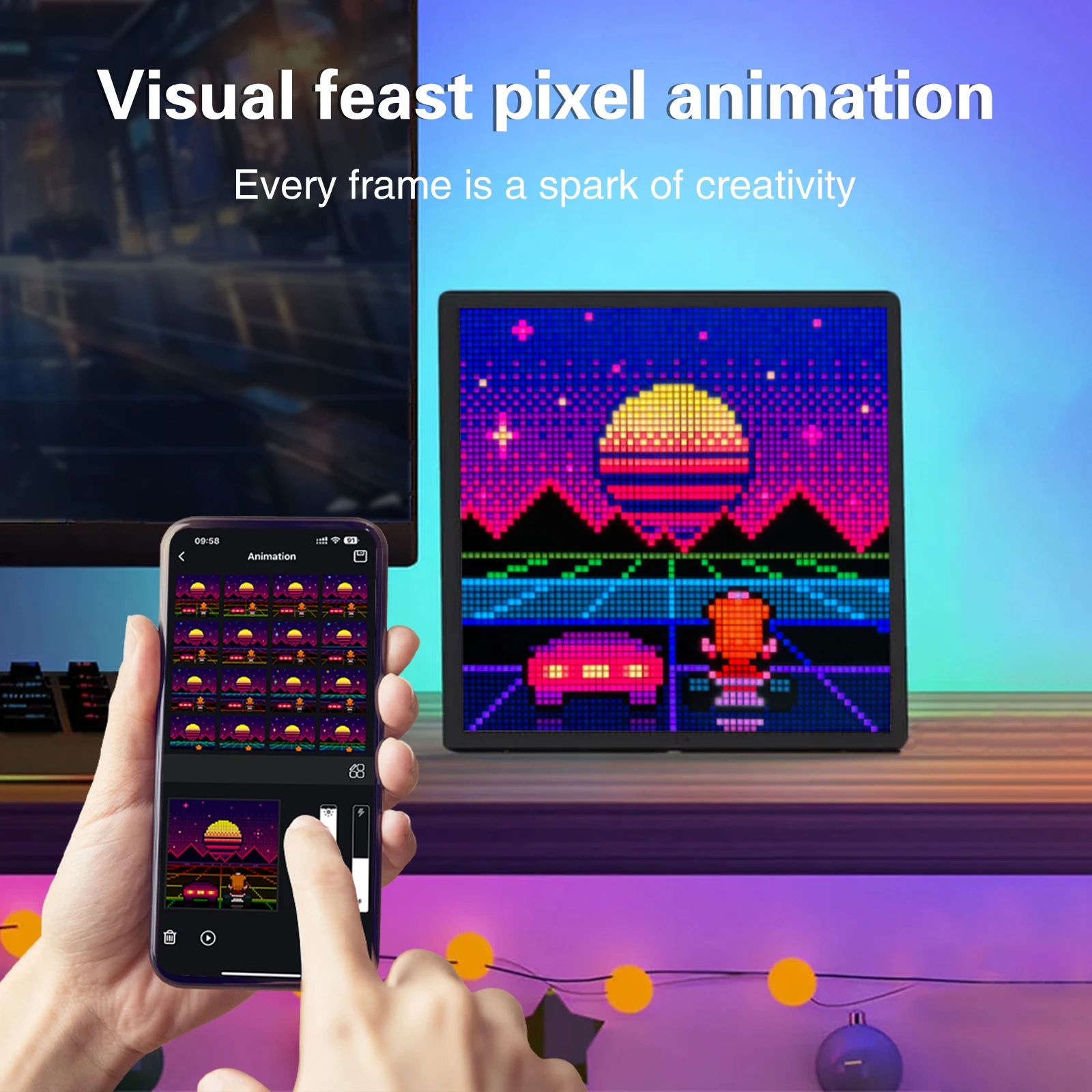 LED Pixel Display Matrix Panel Programmable Pixel Art Display With Bluetooth App Control Creative A 3