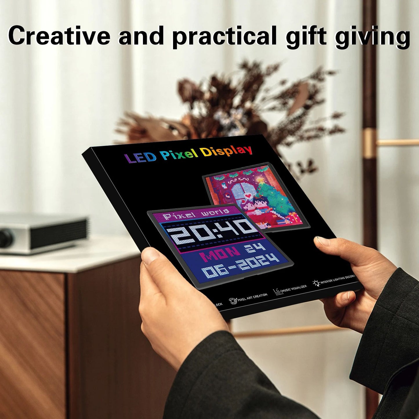 LED Pixel Display Matrix Panel Programmable Pixel Art Display With Bluetooth App Control Creative A 4