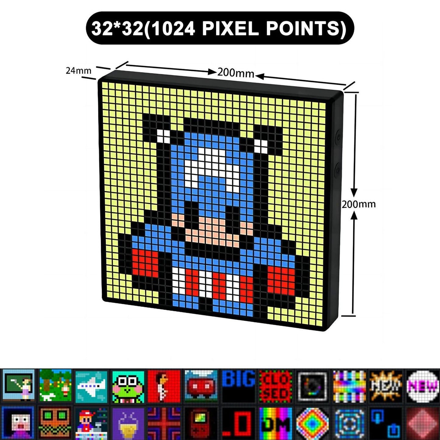 LED Pixel Display Matrix Panel Programmable Pixel Art Display With Bluetooth App Control Creative A 5