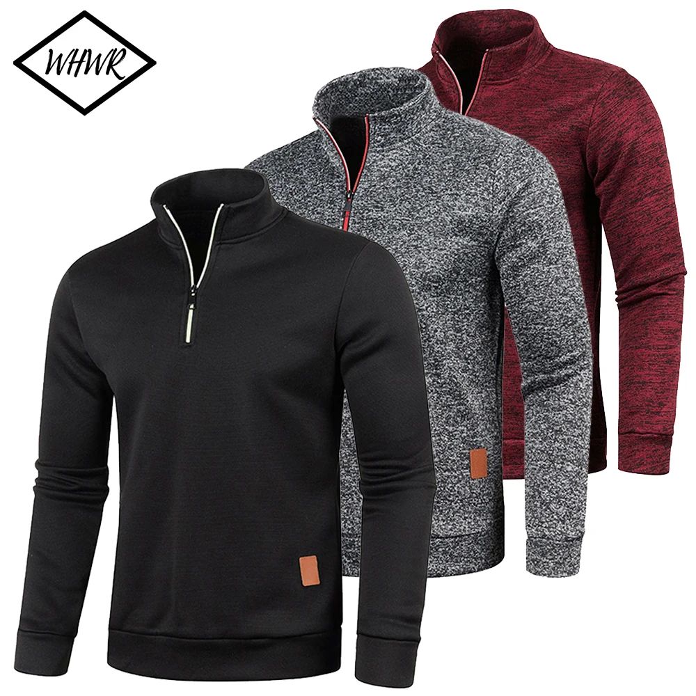 Premium Men Sweatshirt Half Zipper Pullover, Thicker Spring/Autumn Turtleneck Hoody for Outdoor Wear