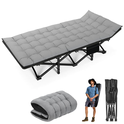 Heavy Duty Folding Camping Cot, Portable Outdoor Bed for Adults, Ideal for Festivals, Beach, RV, and Home Use