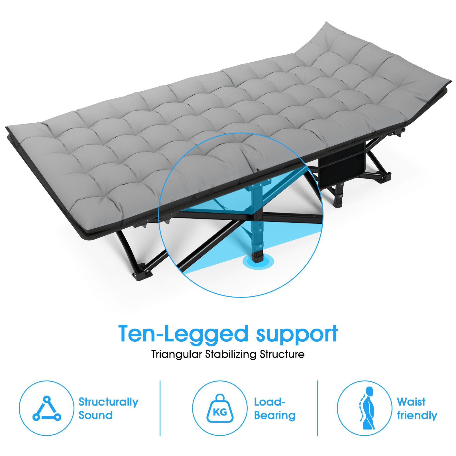 Heavy Duty Folding Camping Cot Portable Outdoor Bed For Adults Ideal For Festivals Beach RV And Hom