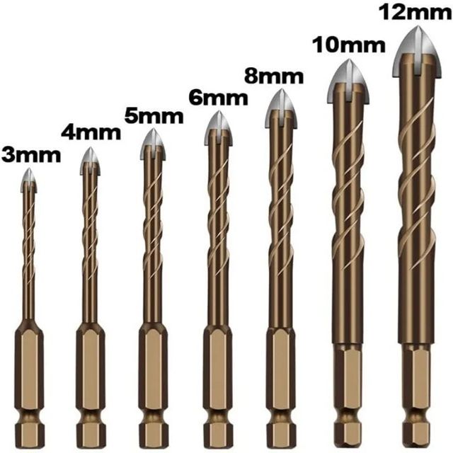 ProBore Multi-Surface Masonry & Tile Drill Bit Set (3mm–12mm, Hex Shank)