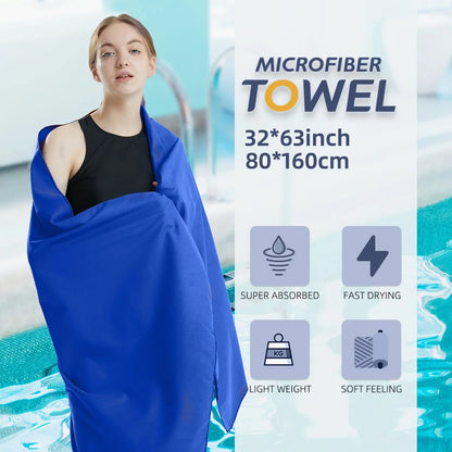 Quick Dry Microfiber Travel & Sports Towel, Sandproof, Soft & Light for Swim, Gym, Yoga