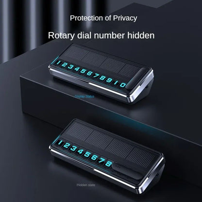 Solar Car Phone Number Plate LED Lighting Temporary Parking Card With Hidden Plates  Multiple Numbe 2