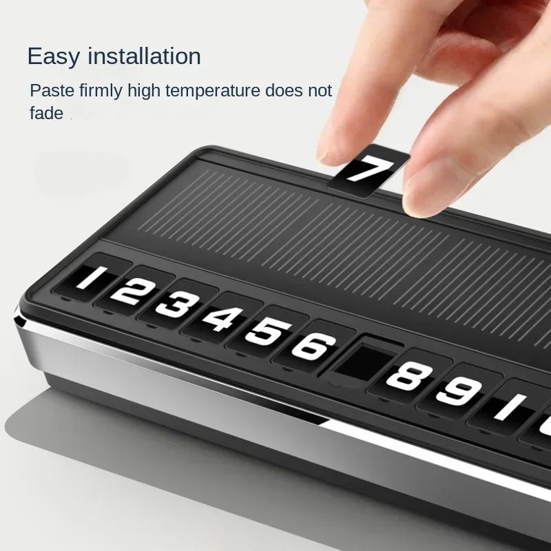 Solar Car Phone Number Plate LED Lighting Temporary Parking Card With Hidden Plates  Multiple Numbe 3