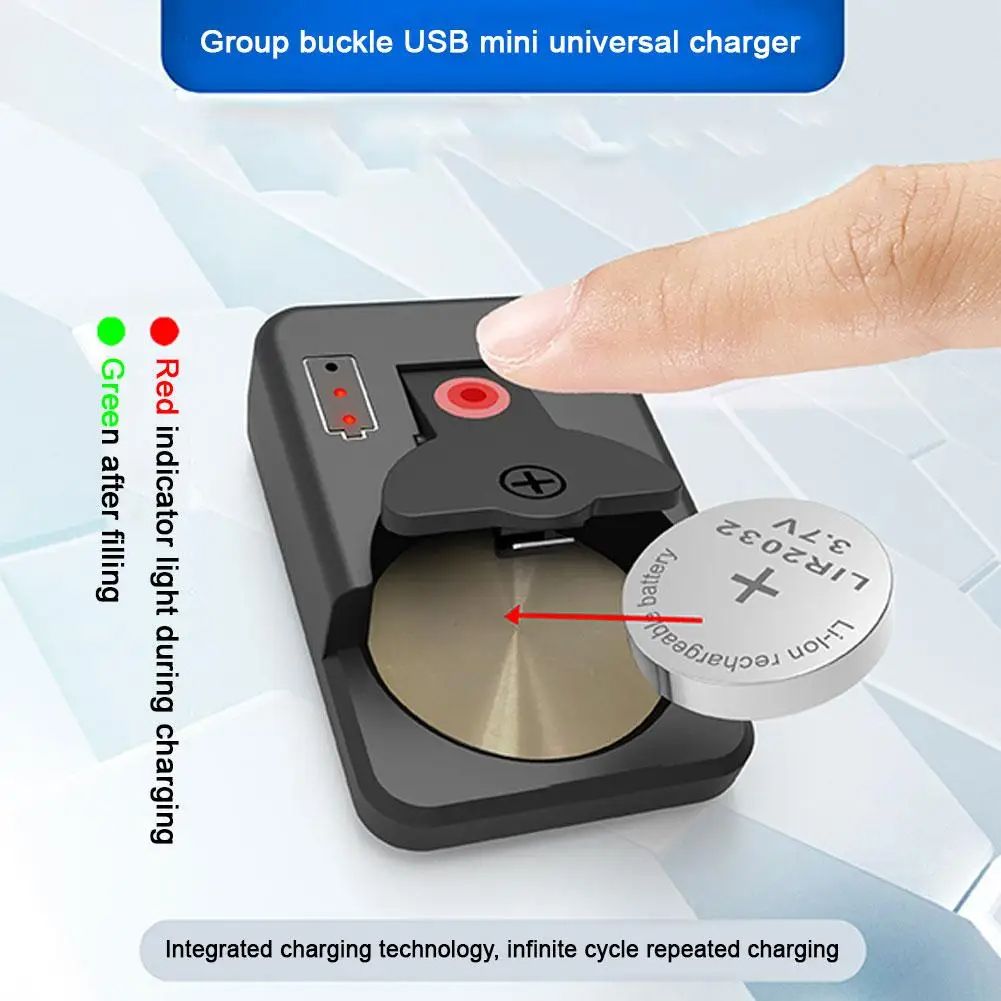 Universal Mini Button Battery Charger with LED Light, Portable Coin Cell Charger