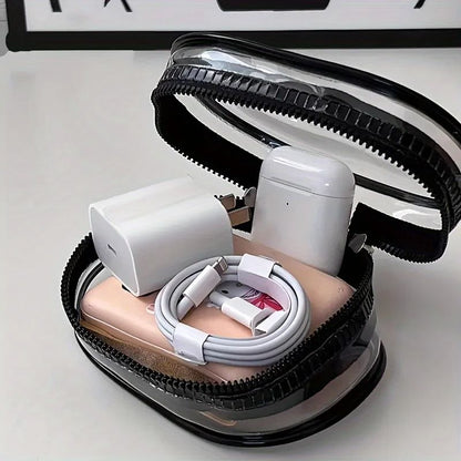 Portable Mini Clear Zipper Storage Bag  Compact Organizer For Earphones Chargers  Small Essentials  2