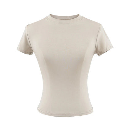 Slim Casual T Shirt, Solid Short Sleeve Women Top, High-Quality Fashion Trend