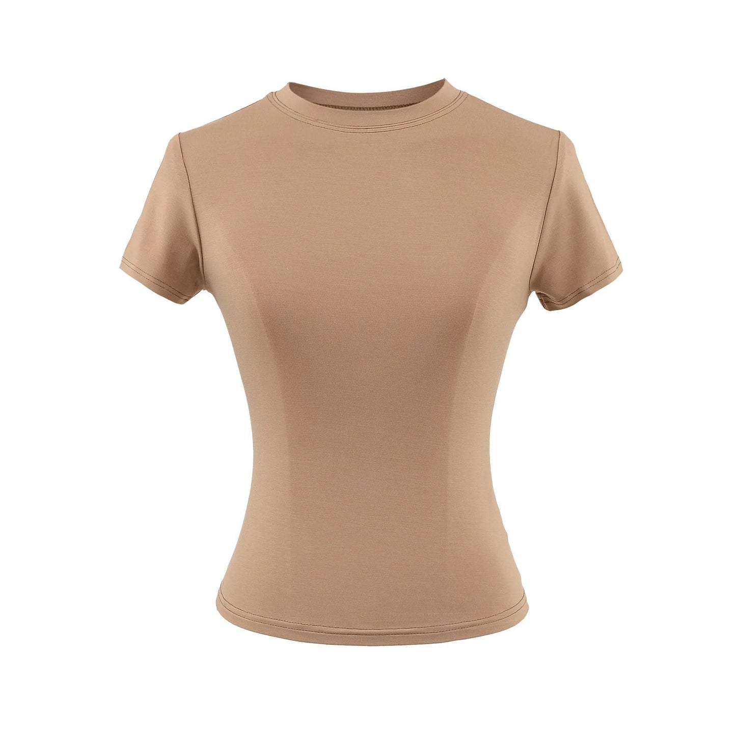 Slim Casual T Shirt Solid Short Sleeve Women Top HighQuality Fashion Trend 3