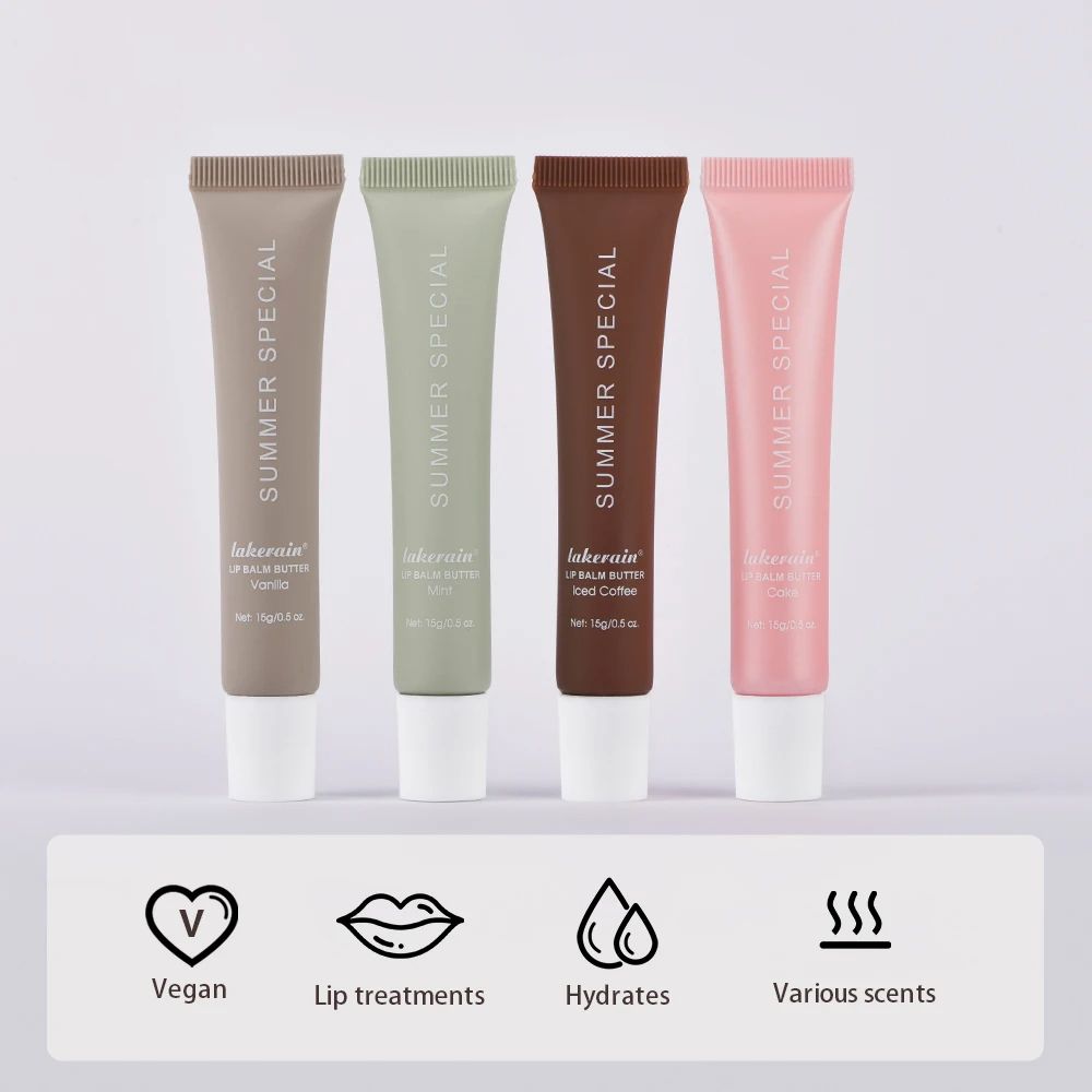 Summer Lip Balm Moisturizing Mirror Lip Gloss With Vanilla Mint Iced Coffee Cake Scent Transparent  2